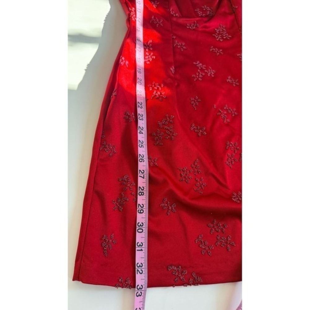 All That Jazz Vintage Coquette Red Beaded Satin Mini Dress Size 7/8 Made in USA - Picture 13 of 14